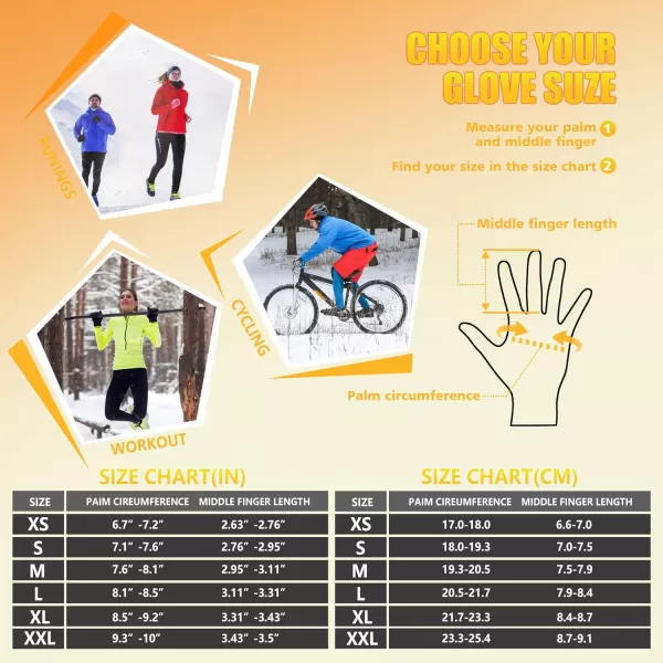 ihuan Winter Gloves Waterproof Windproof Mens Women - Warm Gloves Cold Weather, Touch Screen Fingers, Driving Biking Running