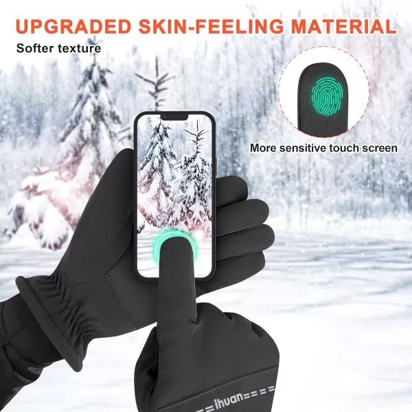ihuan Winter Gloves Waterproof Windproof Mens Women - Warm Gloves Cold Weather, Touch Screen Fingers, Driving Biking Running