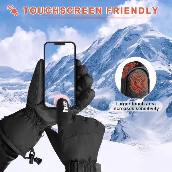 ihuan Winter Gloves Waterproof Windproof Mens Women - Warm Gloves Cold Weather, Touch Screen Fingers, Driving Biking Running