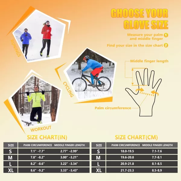 ihuan Winter Gloves for Men Women - Cold Weather Gloves for Running Cycling, Waterproof Snow Warm Gloves Touchscreen Finger