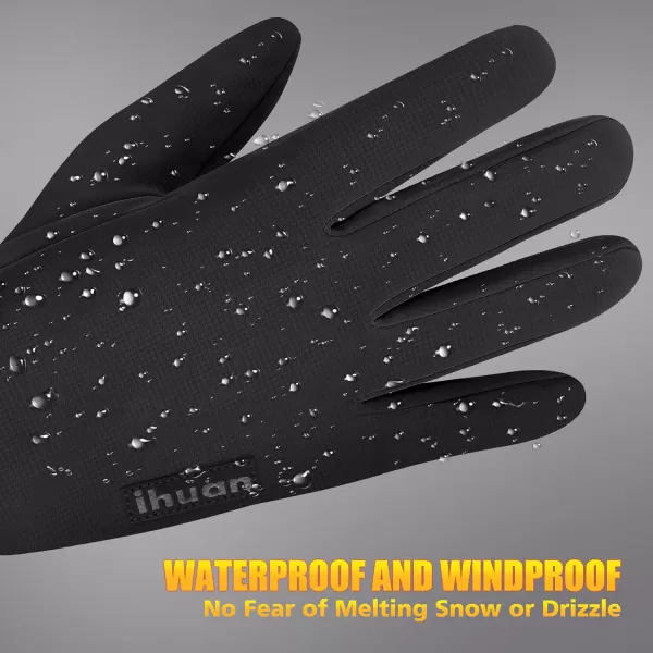 ihuan Winter Gloves for Men Women - Cold Weather Gloves for Running Cycling, Waterproof Snow Warm Gloves Touchscreen Finger