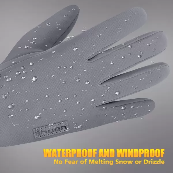 ihuan Winter Gloves for Men Women - Cold Weather Gloves for Running Cycling, Waterproof Snow Warm Gloves Touchscreen Finger