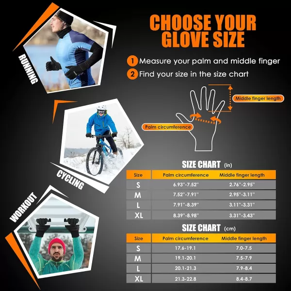 ihuan Winter Gloves for Men Women - Waterproof Warm Glove for Cold Weather, Thermal Gloves Touch Screen Finger for Running