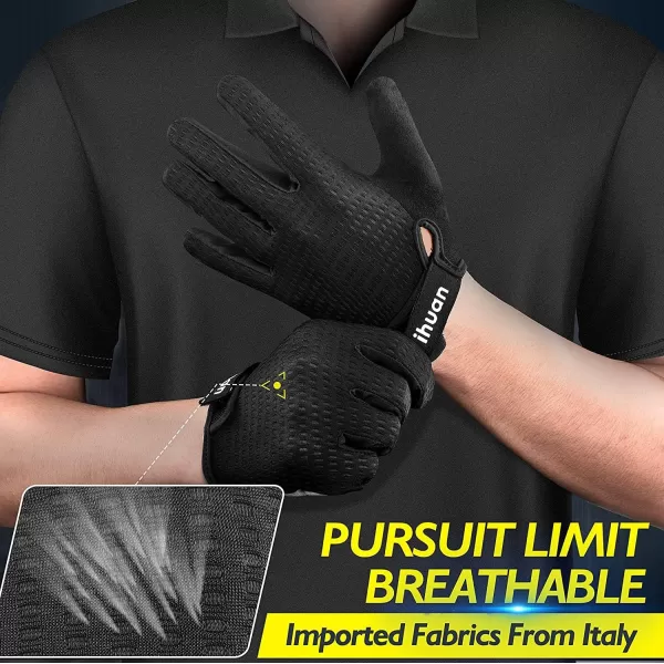 ihuan Workout Gloves for Men Full-Finger: Weight Lifting Gloves for Men, Gym Lifting Gloves Full Hand Gloves for Weightlifting, Deadlift