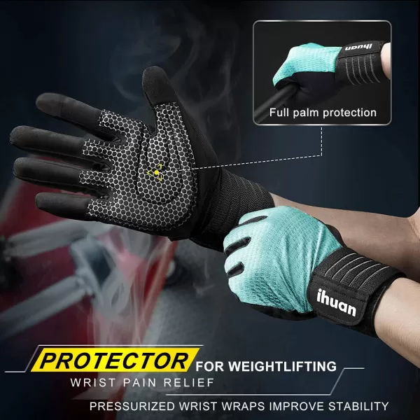 ihuan Workout Gloves for Men Full-Finger: Weight Lifting Gloves for Men, Gym Lifting Gloves Full Hand Gloves for Weightlifting, Deadlift