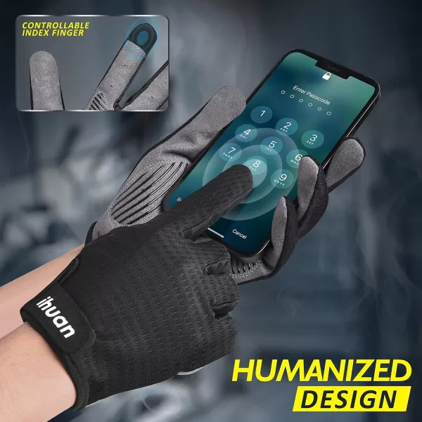 ihuan Workout Gloves for Men Full-Finger: Weight Lifting Gloves for Men, Gym Lifting Gloves Full Hand Gloves for Weightlifting, Deadlift