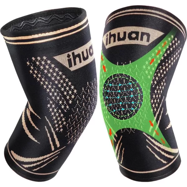ihuan Copper Knee Braces Sleeves for Knee Pain Women Men - Compression Knee Brace Support for Working, Running, Workout