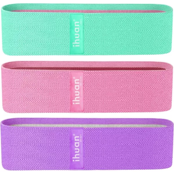 ihuan Resistance Bands for Legs and Butt, 3 Levels Exercise Band, Anti-Slip &amp; Roll Elastic Workout Booty Bands for Women Squat Glute Hip Training
