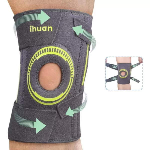 ihuan Upgrade 6 Adjustable Straps Knee Brace, Fast Injury Recovery, with Side Stabilizer &amp; Patella Gel Pads - Maximum Knee Pain Support Women, Men