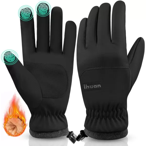 ihuan Winter Gloves Waterproof Windproof Mens Women - Warm Gloves Cold Weather, Touch Screen Fingers, Driving Biking Running