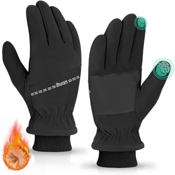 ihuan Winter Gloves Waterproof Windproof Mens Women - Warm Gloves Cold Weather, Touch Screen Fingers, Driving Biking Running