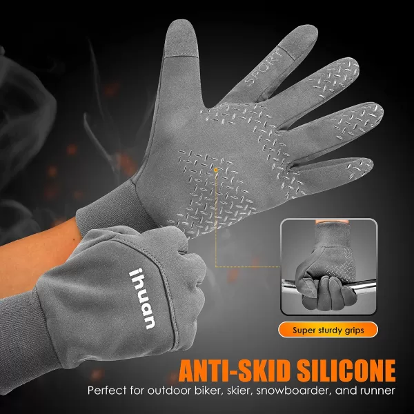 ihuan Winter Gloves for Men Women - Waterproof Warm Glove for Cold Weather, Thermal Gloves Touch Screen Finger for Running