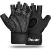 imageihuan Breathable Weight Lifting Gloves Fingerless Workout Gym Wrist Support  Enhance Palm Protection  Extra Grip for Fitness Training  Rowing  Pullupsblack