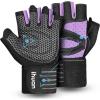 imageihuan Ventilated Weight Lifting Gym Workout Gloves with Wrist Wrap Support for Men ampamp Women Full Palm Protection for Weightlifting Training Fitness Hanging Pull upsPurple