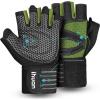 imageihuan Ventilated Weight Lifting Gym Workout Gloves with Wrist Wrap Support for Men ampamp Women Full Palm Protection for Weightlifting Training Fitness Hanging Pull upsDark green