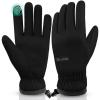 imageihuan Winter Waterproof Ski Gloves Men Women Snow Warm Cycling Cold Weather Driving Biking RunningDark Black