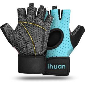 imageihuan Breathable Weight Lifting Gloves Fingerless Workout Gym Wrist Support  Enhance Palm Protection  Extra Grip for Fitness Training  Rowing  Pullupsgreen