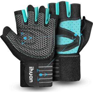 imageihuan Ventilated Weight Lifting Gym Workout Gloves with Wrist Wrap Support for Men ampamp Women Full Palm Protection for Weightlifting Training Fitness Hanging Pull upsGreen