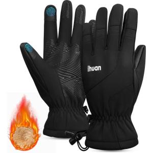imageihuan Winter Gloves Women Men Waterproof  Cold Weather Ski Warm Thermal Snow Touch Screen Fingers Driving Hiking Motorcycle Cycling InsulatedBlack