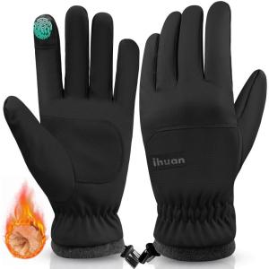 imageihuan Winter Waterproof Ski Gloves Men Women Snow Warm Cycling Cold Weather Driving Biking RunningBlack