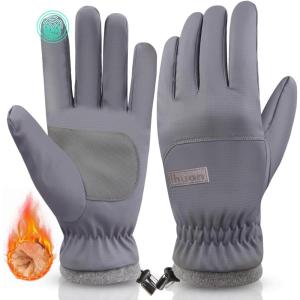 imageihuan Winter Waterproof Ski Gloves Men Women Snow Warm Cycling Cold Weather Driving Biking RunningGrey