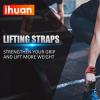 imageihuan Wrist Straps for Weight Lifting  Lifting Straps for Weightlifting  Gym Wrist Wraps with Extra Hand Grips Support for Strength Training  Bodybuilding  DeadliftingDeep Red