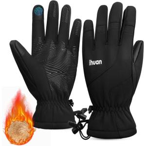 imageihuan Kids Winter Waterproof Ski Gloves Snowboarding Touchscreen Cycling Gloves for Boys Girls As Stocking StuffersBlack