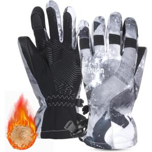 imageihuan Kids Winter Waterproof Ski Gloves Snowboarding Touchscreen Cycling Gloves for Boys Girls As Stocking StuffersGray