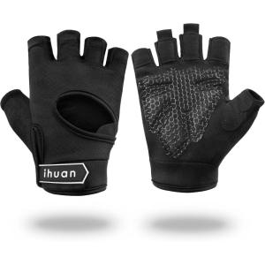 imageihuan New Breathable Workout Gloves for Women ampamp Men  No More Sweaty ampamp Full Palm Protection Gym Exercise Cycling Fitness Weightlifting Pullups Deadlifting RowingBlack