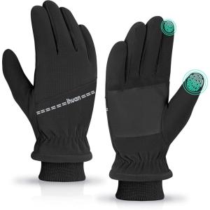 imageihuan Winter Gloves for Men Women  Cold Weather for Running Cycling Waterproof Snow Warm Thermal Touchscreen FingerDark Black