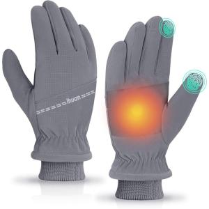 imageihuan Winter Gloves for Men Women  Cold Weather for Running Cycling Waterproof Snow Warm Thermal Touchscreen FingerLight Gray