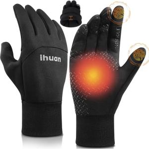imageihuan Winter Gloves for Men Women Waterproof Running Cycling for Cold Weather Thermal Warm Windproof Material and Touch Screen Finger for Skiing Snow Driving SnowboardingBlack