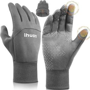 imageihuan Winter Gloves for Men Women Waterproof Running Cycling for Cold Weather Thermal Warm Windproof Material and Touch Screen Finger for Skiing Snow Driving SnowboardingGrey
