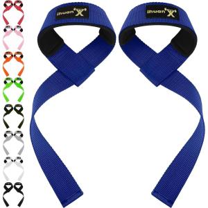 imageihuan Wrist Straps for Weight Lifting  Lifting Straps for Weightlifting  Gym Wrist Wraps with Extra Hand Grips Support for Strength Training  Bodybuilding  DeadliftingBlue