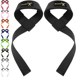imageihuan Wrist Straps for Weight Lifting  Lifting Straps for Weightlifting  Gym Wrist Wraps with Extra Hand Grips Support for Strength Training  Bodybuilding  DeadliftingBlack