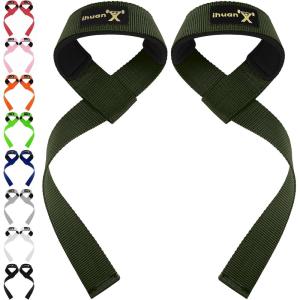 imageihuan Wrist Straps for Weight Lifting  Lifting Straps for Weightlifting  Gym Wrist Wraps with Extra Hand Grips Support for Strength Training  Bodybuilding  DeadliftingGreen