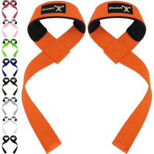 imageihuan Wrist Straps for Weight Lifting  Lifting Straps for Weightlifting  Gym Wrist Wraps with Extra Hand Grips Support for Strength Training  Bodybuilding  DeadliftingOrange