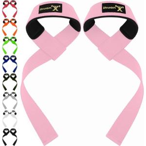 imageihuan Wrist Straps for Weight Lifting  Lifting Straps for Weightlifting  Gym Wrist Wraps with Extra Hand Grips Support for Strength Training  Bodybuilding  DeadliftingPink