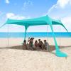 imageihuan Beach Tent Sun Shelter 11X11FT UPF50 with 4 Aluminum Foldable Poles Easy Setup Outdoor Shade Canopy for 8 Person Cool Cabana for Fishing Family Trips Backyard PicnicsLight Blue