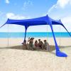 imageihuan Beach Tent Sun Shelter 11X11FT UPF50 with 4 Aluminum Foldable Poles Easy Setup Outdoor Shade Canopy for 8 Person Cool Cabana for Fishing Family Trips Backyard PicnicsDark Blue