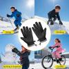 imageihuan Kids Winter Waterproof Ski Gloves Snowboarding Touchscreen Snow Cycling Running Gloves for Boys GirlsDark Black