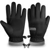 imageihuan Kids Winter Waterproof Ski Gloves Snowboarding Touchscreen Snow Cycling Running Gloves for Boys GirlsDark Black