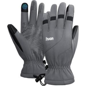 imageihuan Waterproof Ski GlovesWinter Snow GloveCold Weather for Women Men Warm Thermal Touch Screen Motorcycle Driving Hiking CyclingGray