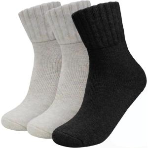 imageihuan Boot Socks for Women Cozy Fuzzy Thick Warm Crew Cabin Socks for Fall ampamp Winter Christmas Gift for Women 595Beige Black Beige3