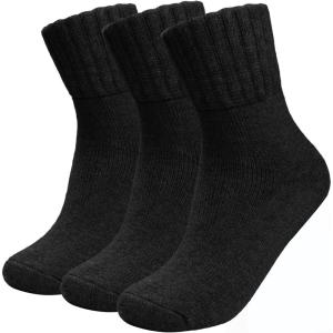 imageihuan Boot Socks for Women Cozy Fuzzy Thick Warm Crew Cabin Socks for Fall ampamp Winter Christmas Gift for Women 595Black Black Black3