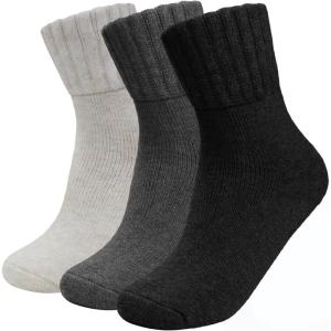 imageihuan Boot Socks for Women Cozy Fuzzy Thick Warm Crew Cabin Socks for Fall ampamp Winter Christmas Gift for Women 595Black Grey Beige3