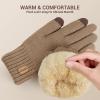 imageihuan Women Winter Gloves for Cold Weather Warm Touchscreen Driving Running Cycling Thermal Knit Gloves with Fleece LiningKhaki