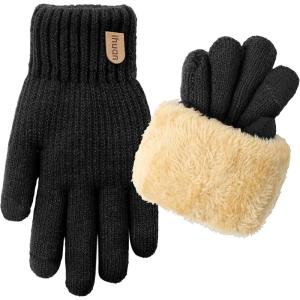 imageihuan Women Winter Gloves for Cold Weather Warm Touchscreen Driving Running Cycling Thermal Knit Gloves with Fleece LiningBlack
