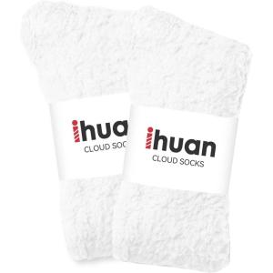 imageihuan Gifts Fuzzy ampamp Cozy Socks Warm Fluffy Cloud Sock For Women Comfy Winter Plush Sleeping Slipper Socks  Super Soft MicrofiberWhite