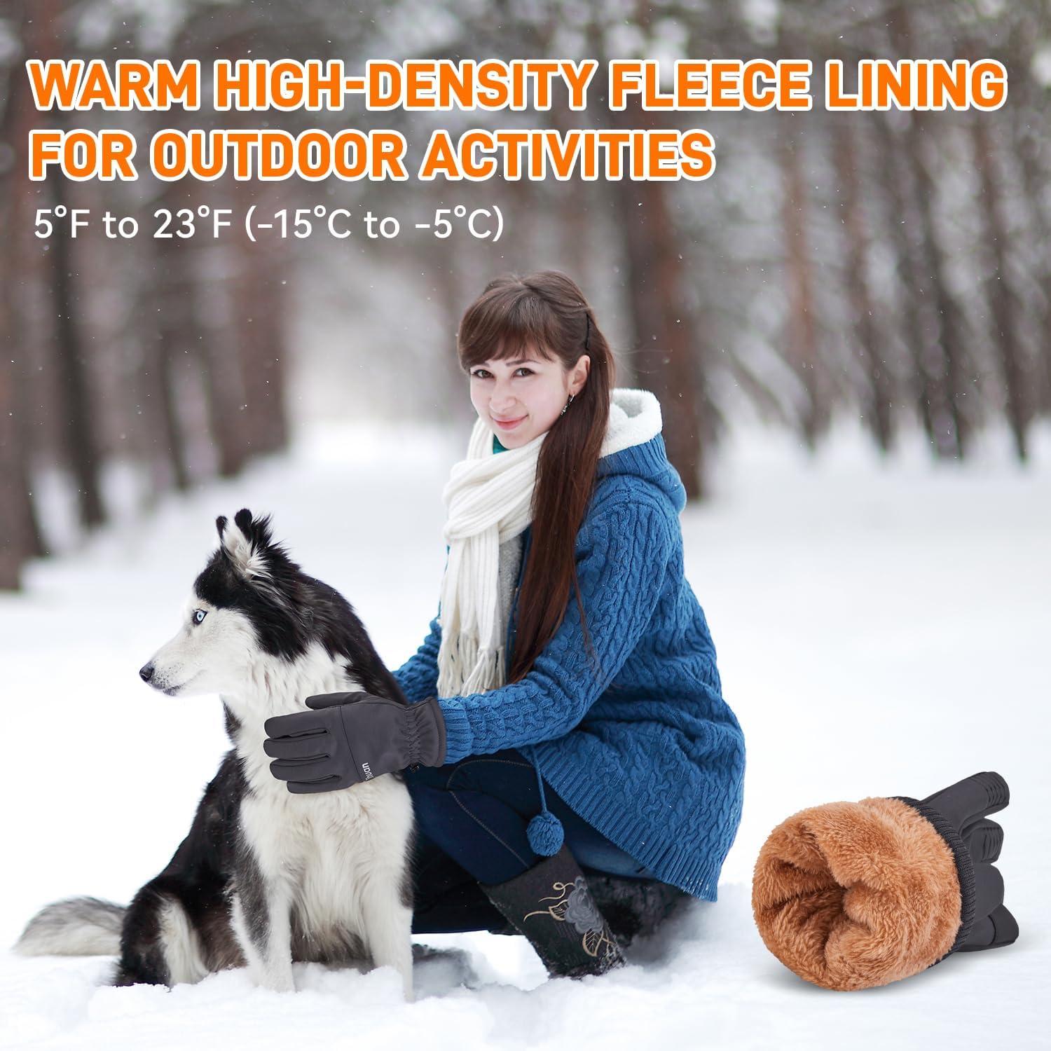 imageihuan Winter Gloves for Men Women Waterproof Warm Ski Snow Gloves for Cold Weather Thermal Material for Skiing Snowboarding Motorcycle Running Driving HikingGrey